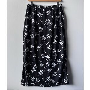 Pendleton Black & White Floral Maxi Skirt Women's Size 10 Side Slit NWT